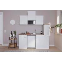 Küchenzeile Economy mit Geräten 180 cm Weiß/Nussbaum Dekor - Nussbaumfarben/Weiß, Basics, Holzwerkstoff (180cm) - Respekta