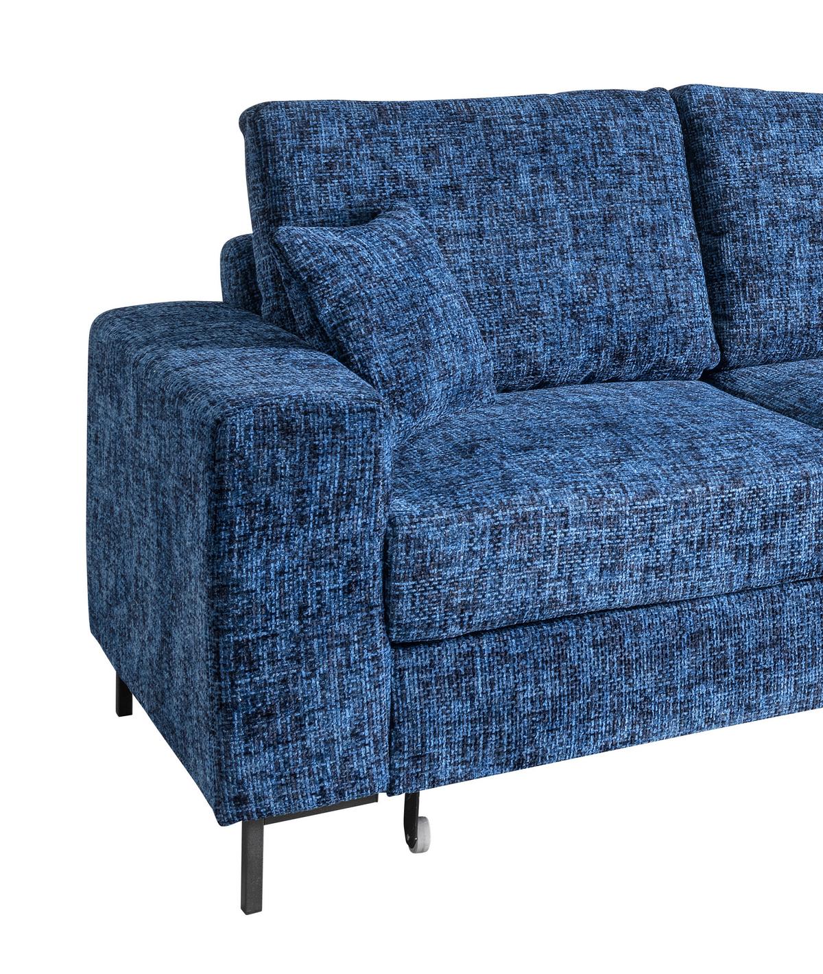 Eckschlafsofa Zona, Blau S: 237x143 Cm - Blau/Schwarz, KONVENTIONELL, Textil (237/143cm) - Livetastic