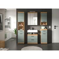 Kúpeľňa Scout, 5-dielna, dub, šedo-zelená, čierna - čierna/dub artisan, Modern, kompozitné drevo/plast (164cm) - MID.YOU