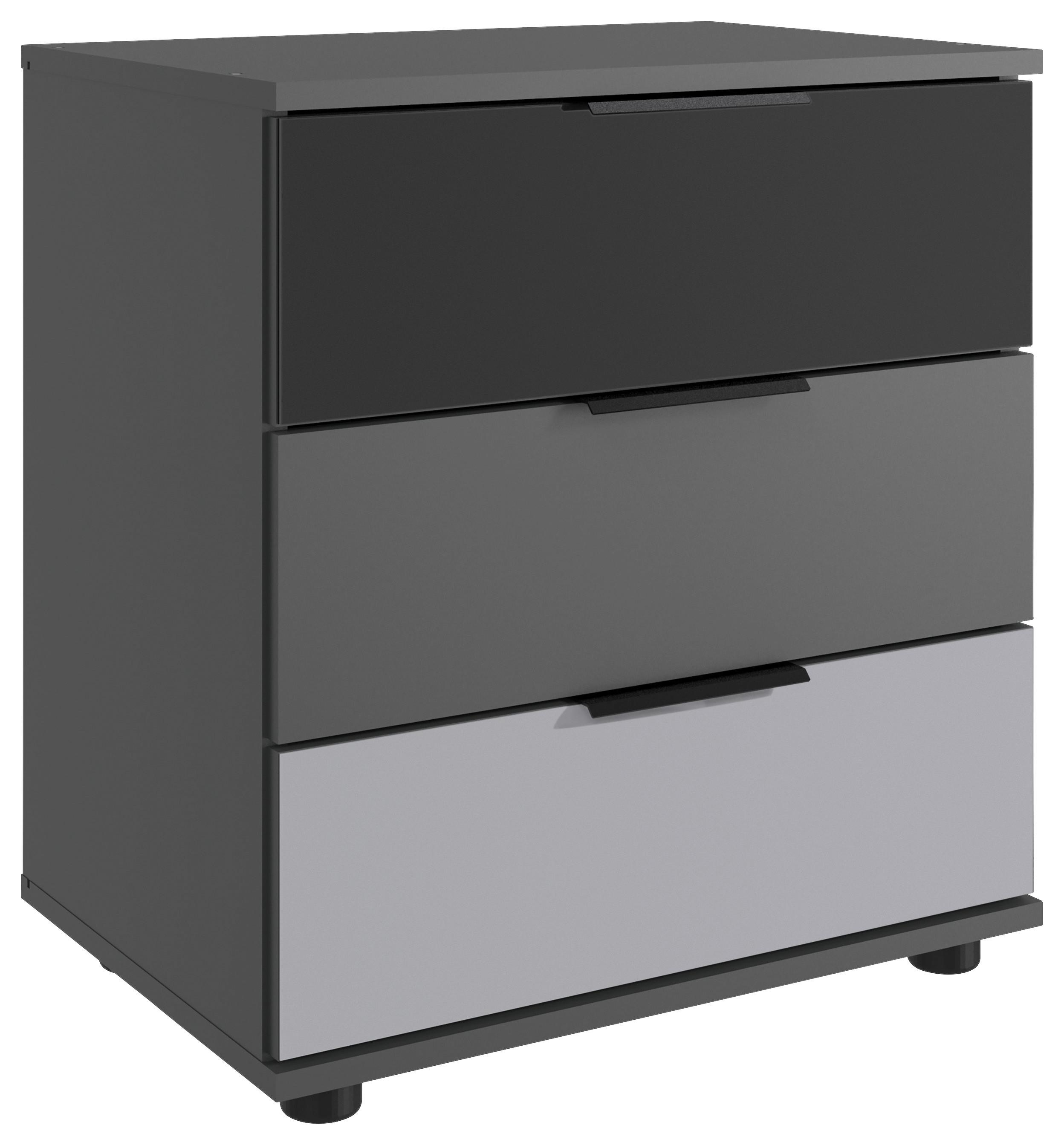 Nachtkästchen Monaco Graohitfarben/Schwarz B: 52 cm - Hellgrau/Schwarz, MODERN, Glas/Holzwerkstoff (52/58/38cm) - MID.YOU