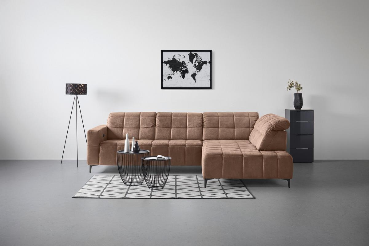 Rohová sedačka PANAMA, pravá, terracotta - černá/terracotta, Konvenční, kov/textil (304/216cm) - Premium Living