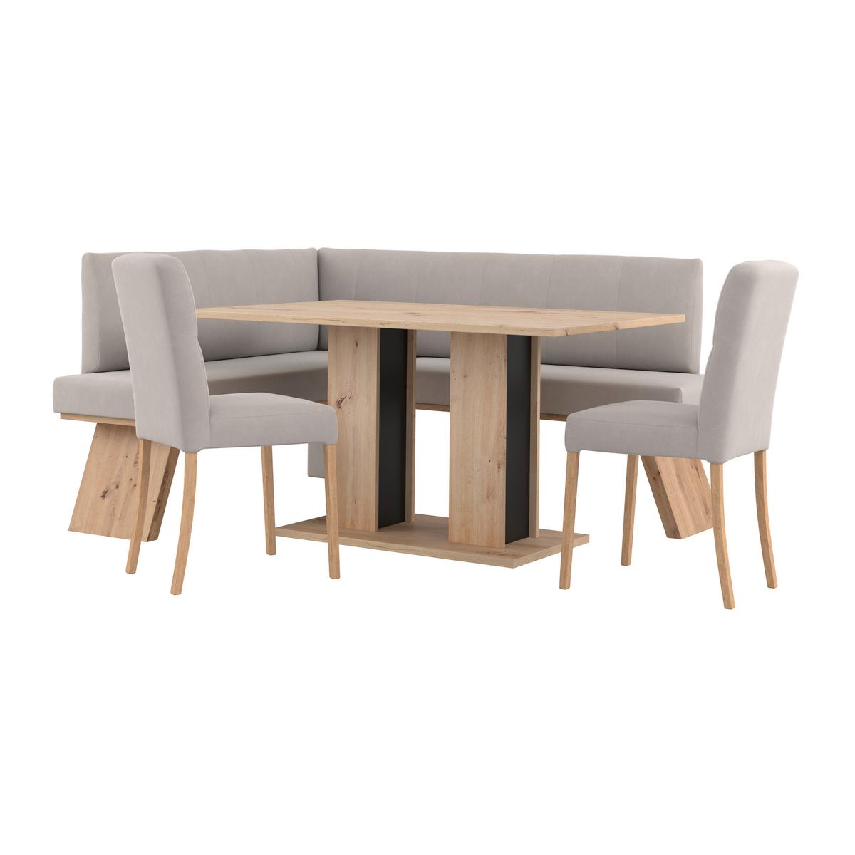 Eckbank Emma Ii Webstoff Weiß, B: 140 Cm - Eichefarben/Weiß, KONVENTIONELL, Holzwerkstoff/Textil (140/160cm)