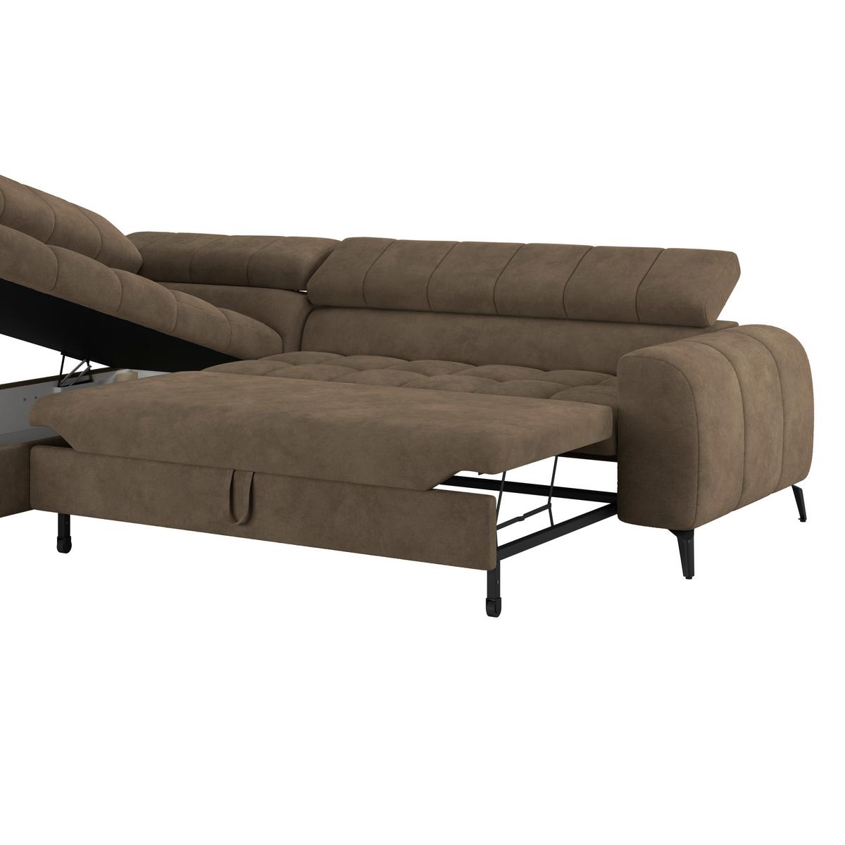 Ecksofa Volf links new braun, S: 203x261 cm - Schwarz/Braun, Trend, Kunststoff/Textil (203/261cm)