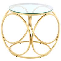 Beistelltisch Whitney 225 Goldfarben/Klar B: 50 cm - Klar/Roségold, Design, Glas/Metall (50/50/52cm) - Kayoom