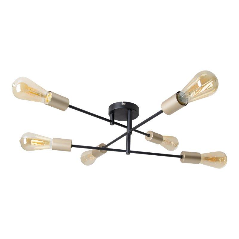 Deckenleuchte Modo Ø 54,5 cm 6-Flammig verstellbare Arme - Goldfarben/Schwarz, Design, Kunststoff/Metall (54,5/17,5cm) - Näve