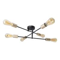 Deckenleuchte Modo Ø 54,5 Cm 6-Flammig Verstellbare Arme - Goldfarben/Schwarz, Design, Kunststoff/Metall (54,5/17,5cm) - Näve