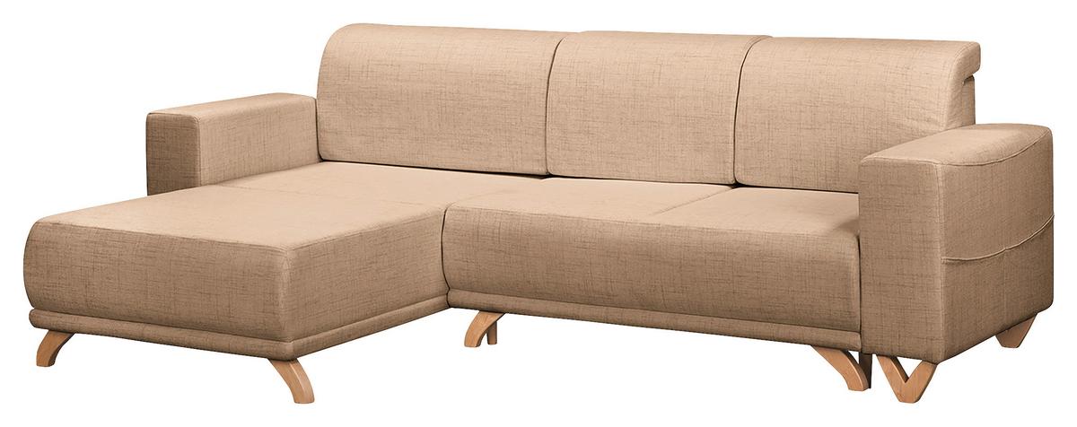 Ecksofa Bella Beige S: 257x174 cm - Wengefarben/Beige, Design, Textil (257/174cm) - Livetastic
