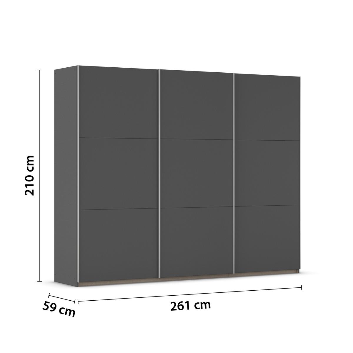SCHWEBETÜRENSCHRANK Berny, Grau B: 261 cm - Grau, Trend, Holzwerkstoff (261/210/59cm) - Rauch Möbel