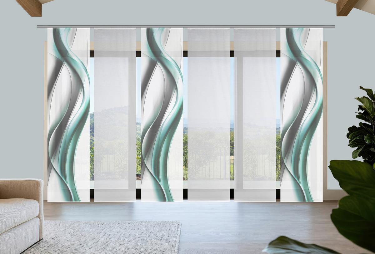 Flächenvorhang Cara 6er Set - Weiß/Grau, Design, Textil (60/260cm)