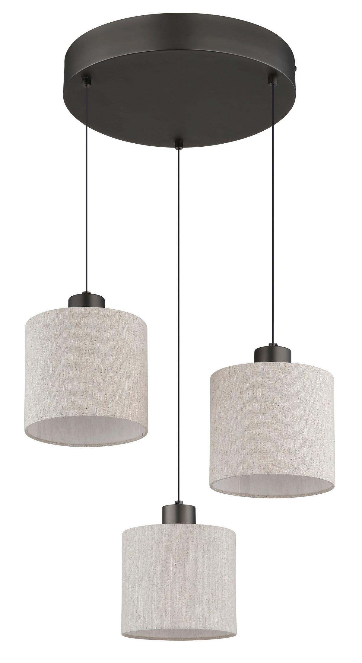 Led-hängeleuchte 3000k, Warmweiß - Schwarzchrom/Creme, Design, Kunststoff/Textil (49/180cm) - Globo