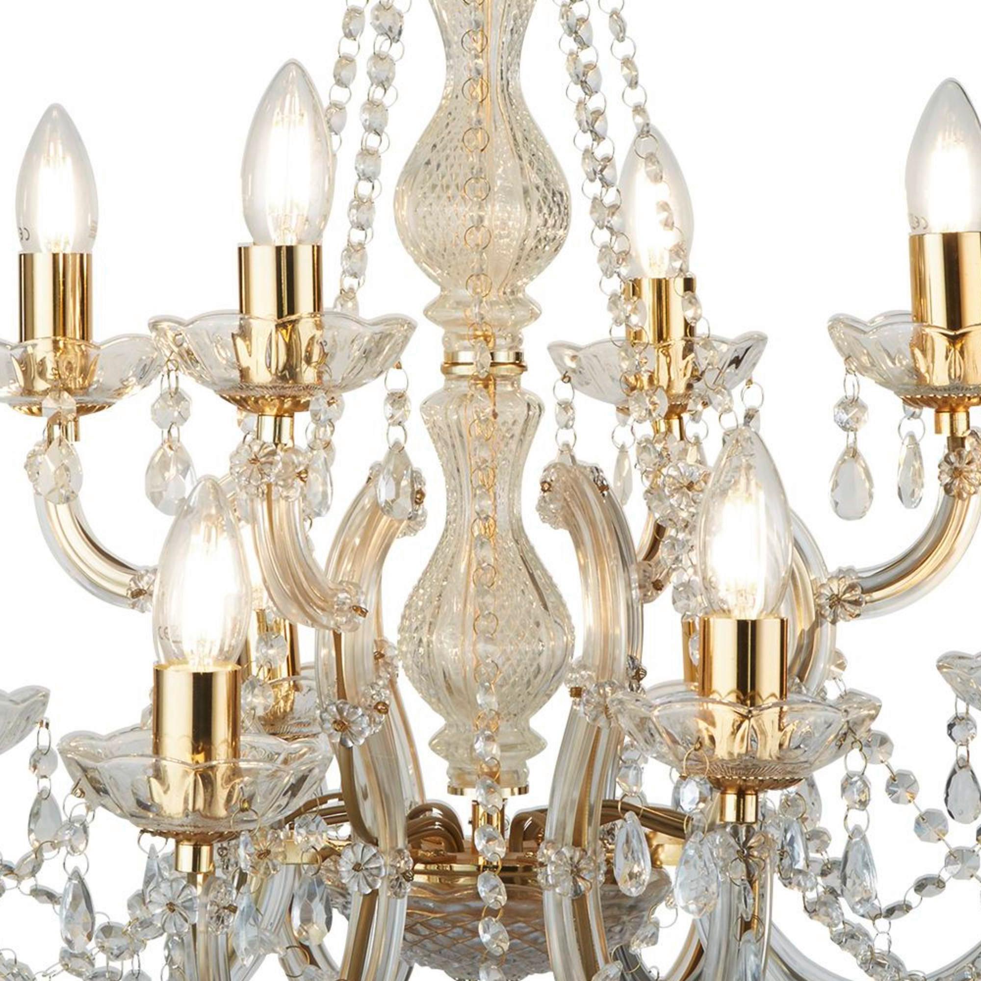 Kristall-Hängeleuchte Marie Therese 699-12 - Goldfarben, KONVENTIONELL, Glas/Kunststoff (63/120cm)