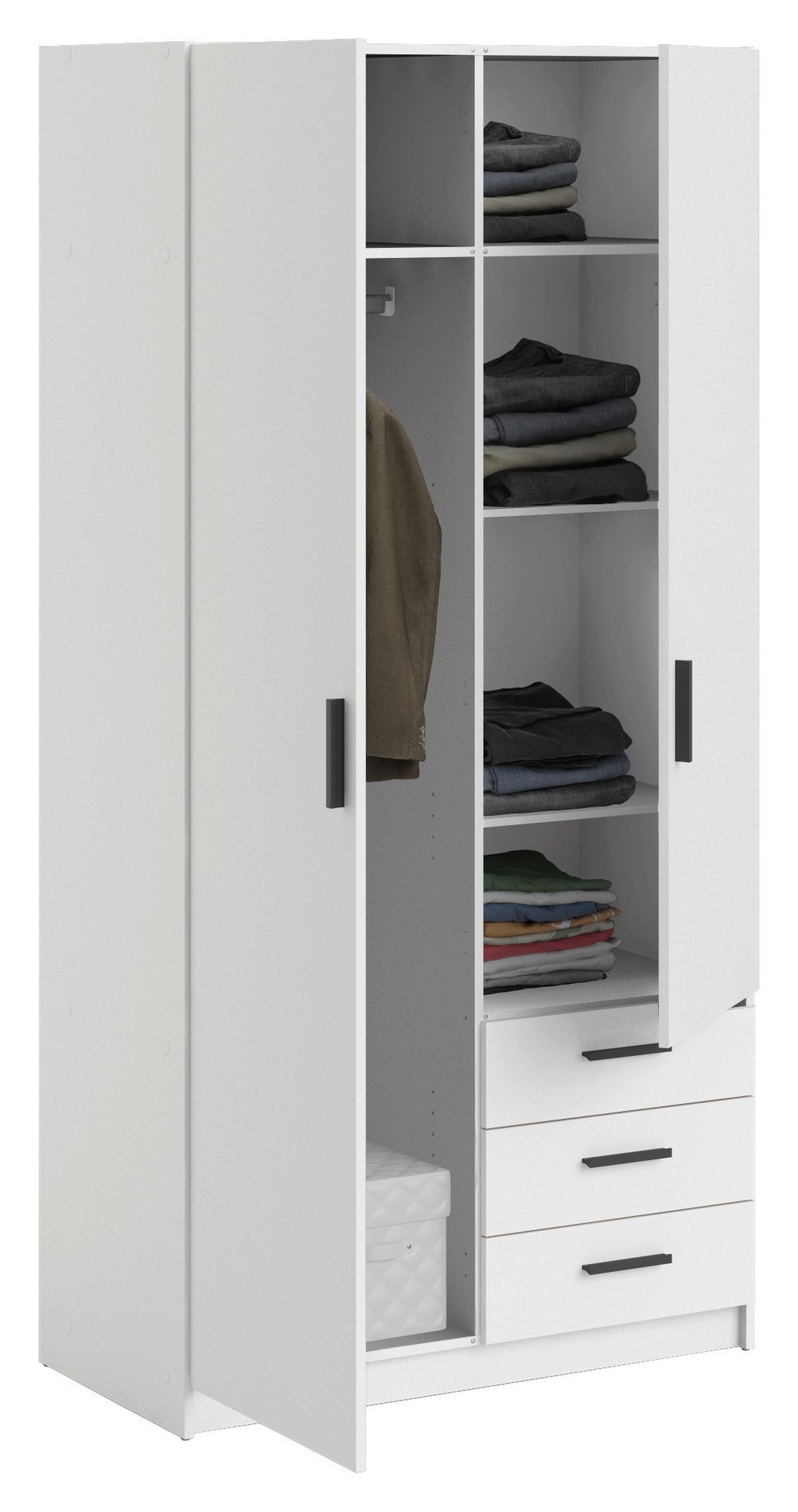 Kleiderschrank Sprint, Weiß, B: 98,5 Cm - Weiß, Basics, Holzwerkstoff (98,5ml) - MID.YOU