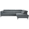 Rohová sedačka EMMA, pravá, modrosivá,op.hl.,USB,el.výsuv - čierna/modrosivá, Modern, textil (301/210cm) - Premium Living