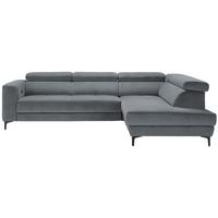 Rohová sedačka EMMA, pravá, modrosivá,op.hl.,USB,el.výsuv - čierna/modrosivá, Modern, textil (301/210cm) - Premium Living