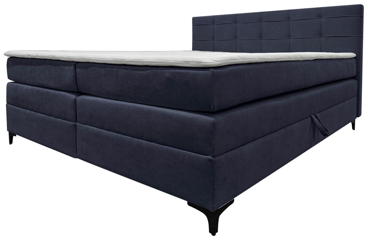 Boxspringbett Mitto Dunkelblau 180x200 Cm - Schwarz/Dunkelblau, KONVENTIONELL, Textil/Metall (180/200cm)