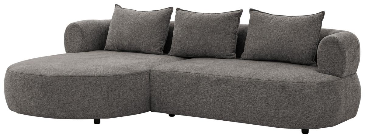 Ecksofa Ferro Anthrazit S: 156x256 cm - Anthrazit/Schwarz, Design, Textil (156/256cm) - Livetastic