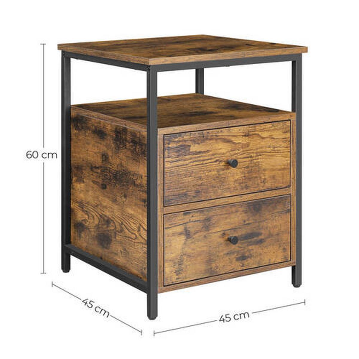 Nachttisch B: 45 Cm Braun/schwarz - Schwarz/Braun, Trend, Holzwerkstoff (45/60/45cm) - Boxxx