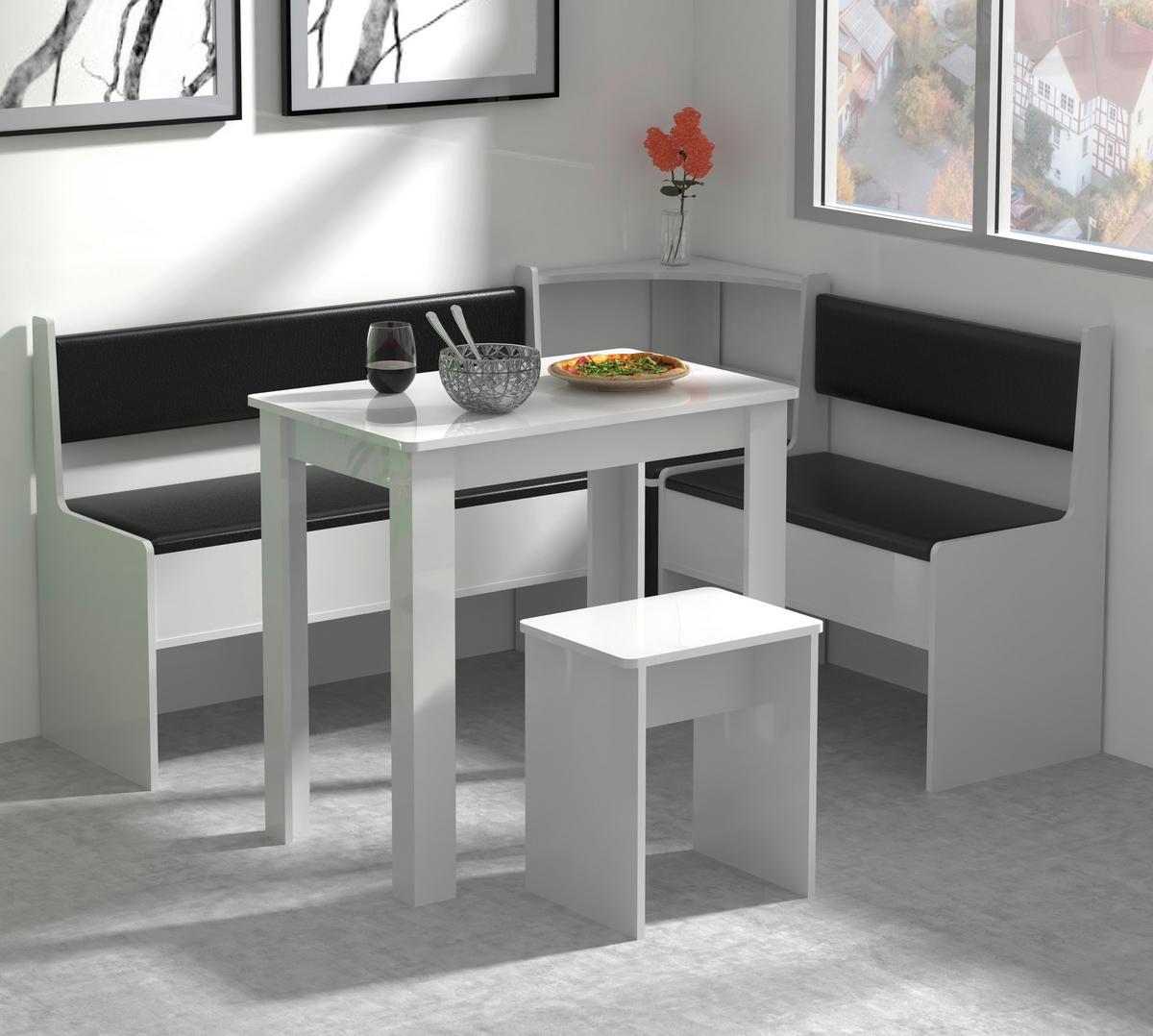 Eckbankgruppe Esal Weiß S: 153 cm - Weiß, MODERN, Holzwerkstoff (153/115cm) - MID.YOU