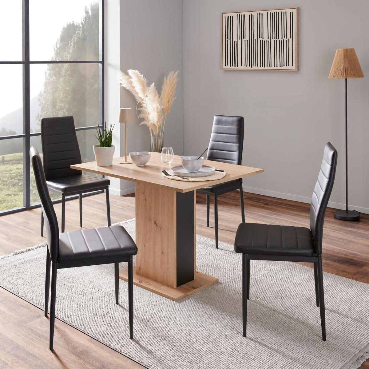 Esstisch Campel 100x75cm Artisan Eiche Dekor - Schwarz/Eiche Artisan, KONVENTIONELL, Holzwerkstoff (100/72,5/75cm)