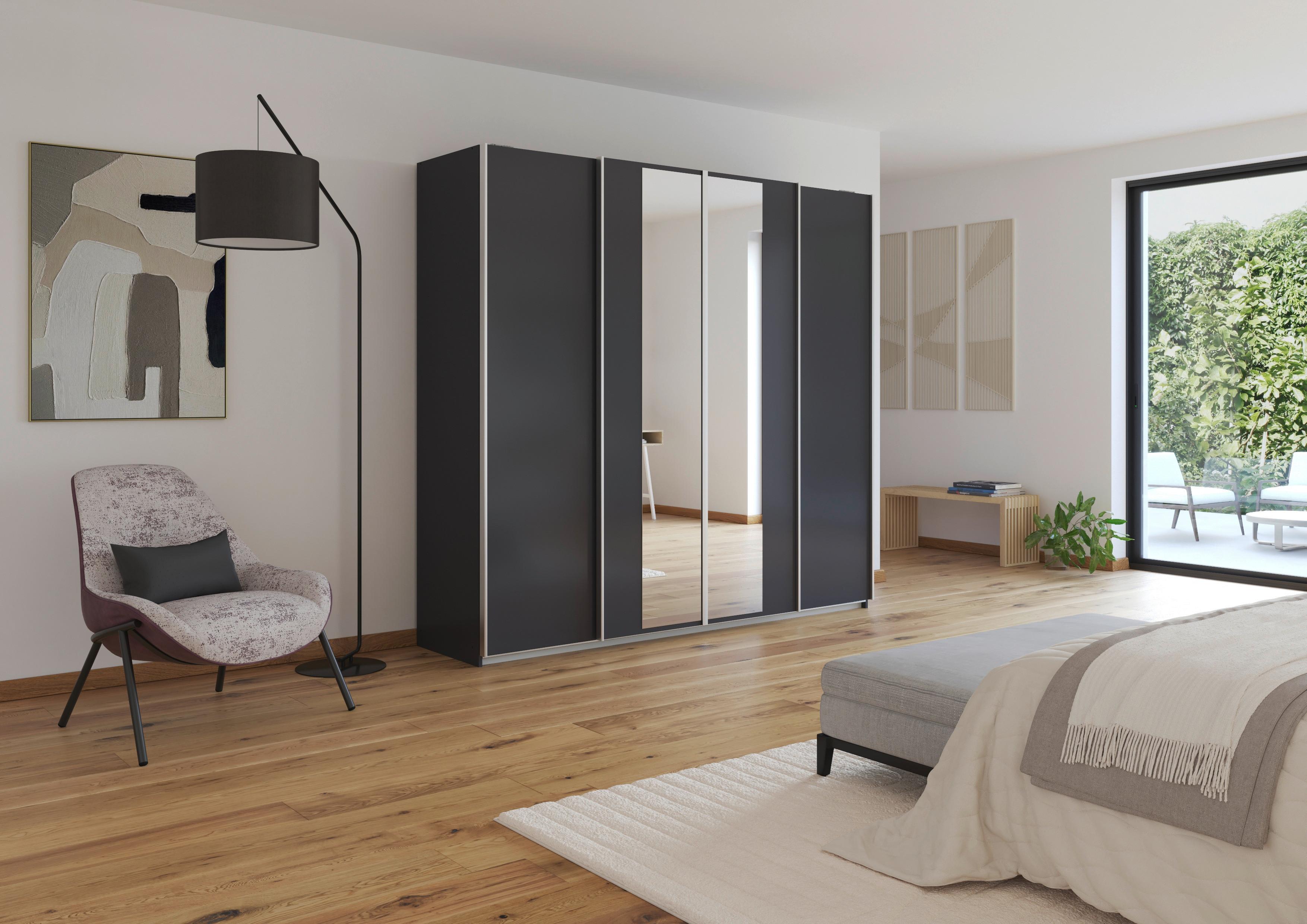 Schwebetürenschrank Altera Dunkelgrau B: 226 cm - Klar/Dunkelgrau, MODERN, Holzwerkstoff (226/211/62cm) - Rauch Möbel