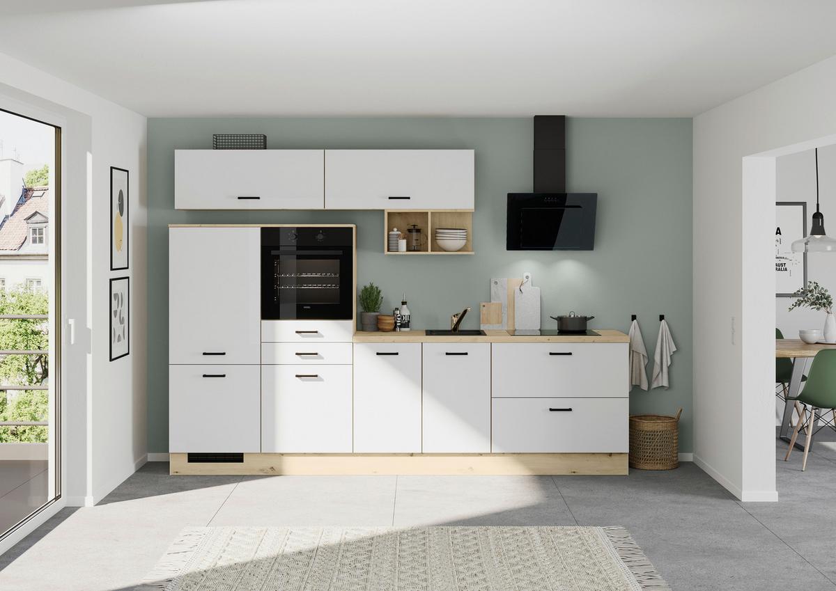 Küchenblock Ip1200 - Eichefarben/Weiß, Design, Holzwerkstoff (300cm) - Impuls