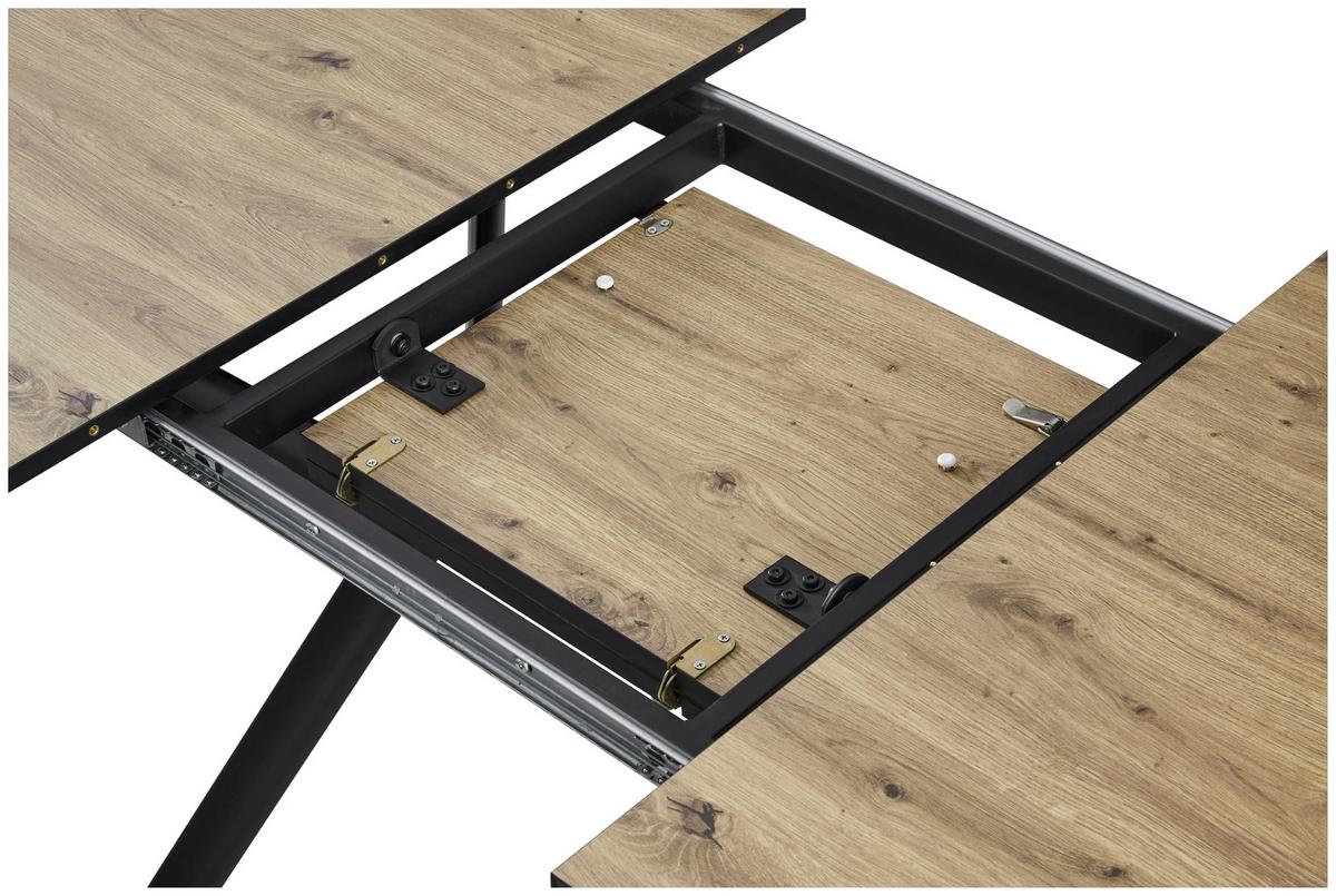 Ausziehtisch Marcel Giga 120AZ Melamin Eiche, B: 120-160cm - Eichefarben/Schwarz, MODERN, Holzwerkstoff/Metall (120-160/80/76cm)