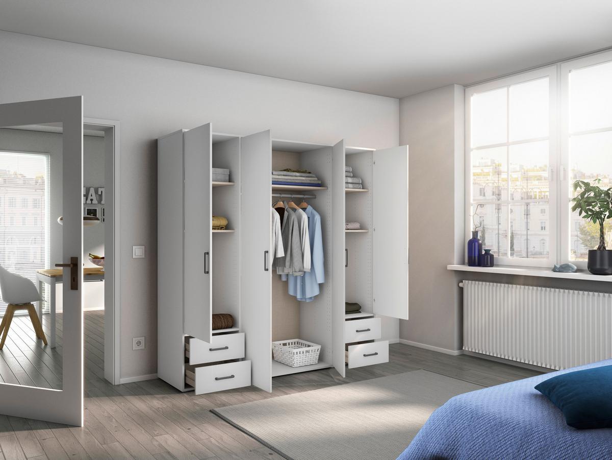 Drehtürenschrank Voyager Weiß B: 187 cm - Weiß, MODERN, Holzwerkstoff (187/194/53cm) - Rauch Möbel