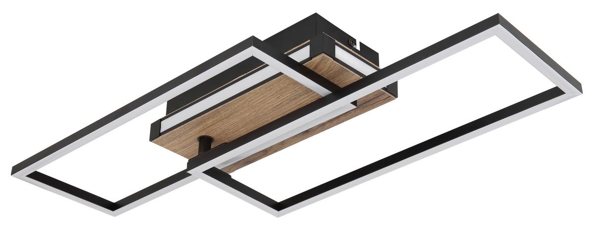 LED-Deckenleuchte 67299d - Dunkelbraun/Opal, Design, Holzwerkstoff/Kunststoff (60/49/10cm) - Globo
