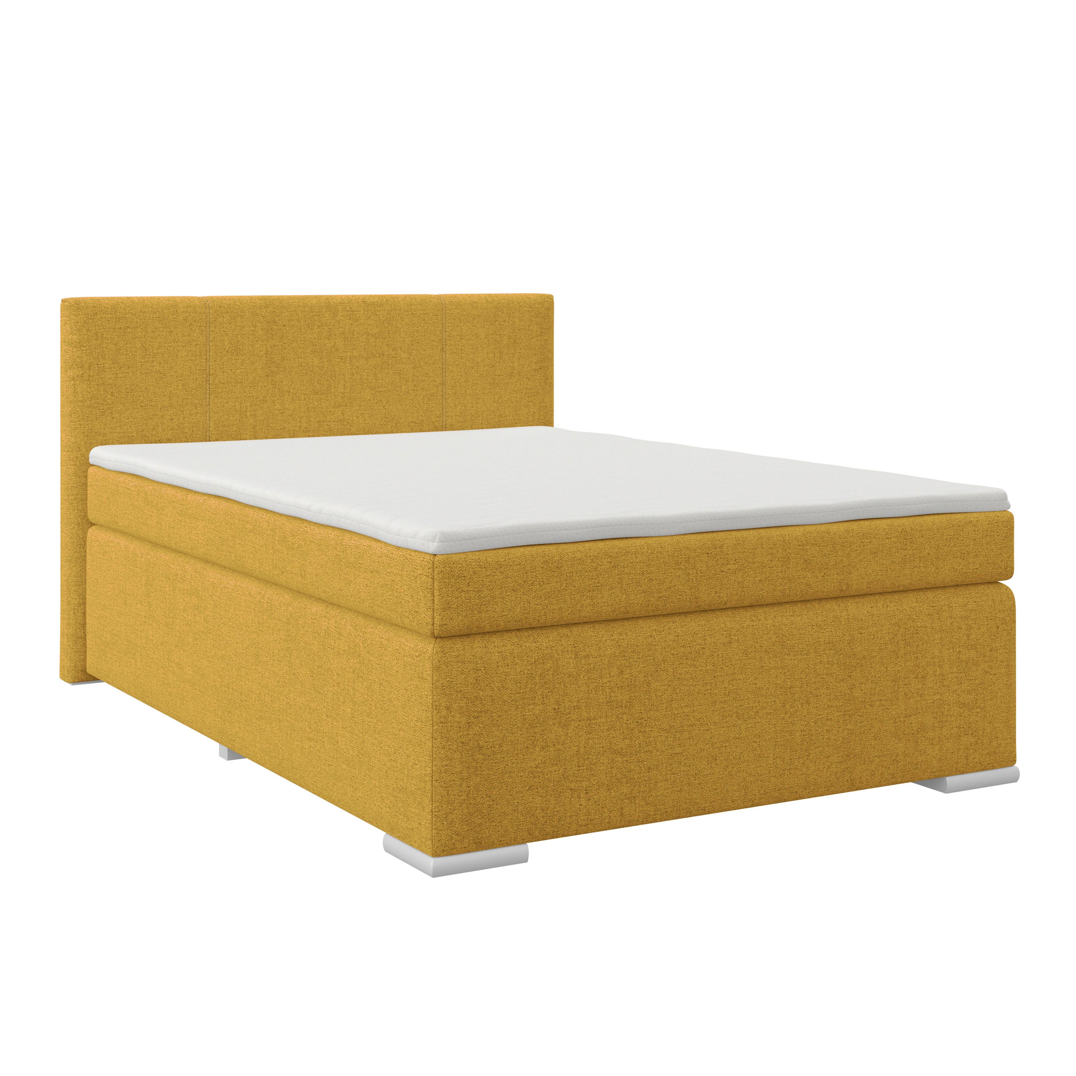 Boxspringbett Mira I Nordic, Lf: 120x200 Cm - Goldfarben/Alufarben, Basics, Textil (120/200cm)