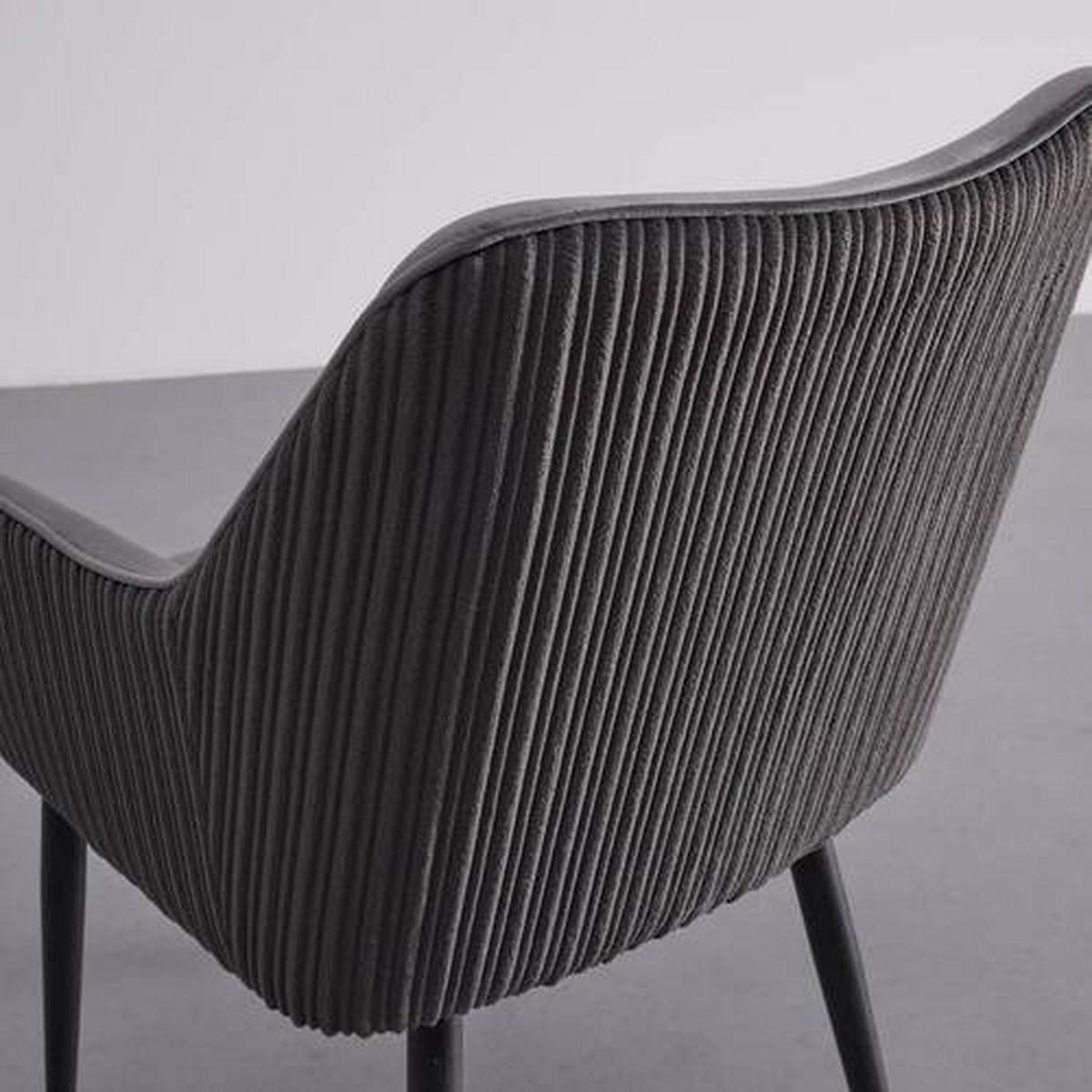 Zamatová stolička Caria tmavosivá - čierna/tmavosivá, Modern, kov/drevo (57/89/60cm) - Bessagi Home