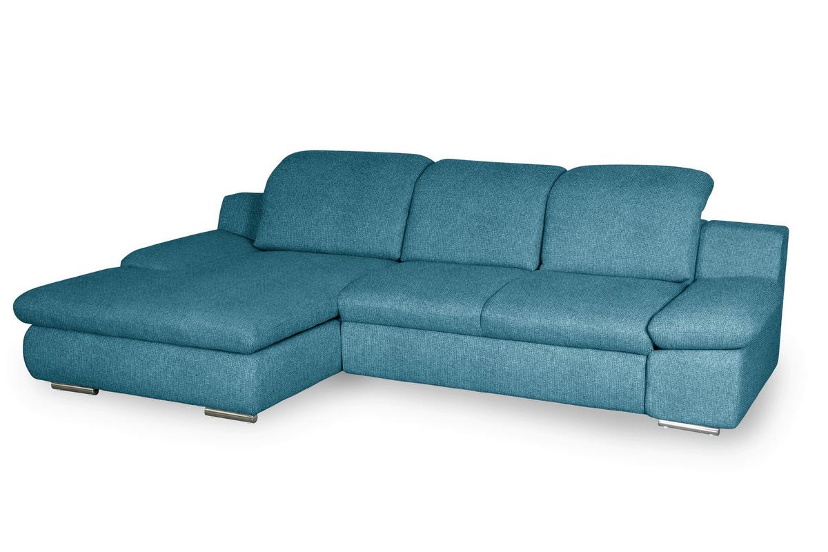 Ecksofa Isona Blau Chenille - Chromfarben/Blau, Design, Textil (165/286cm) - Livetastic