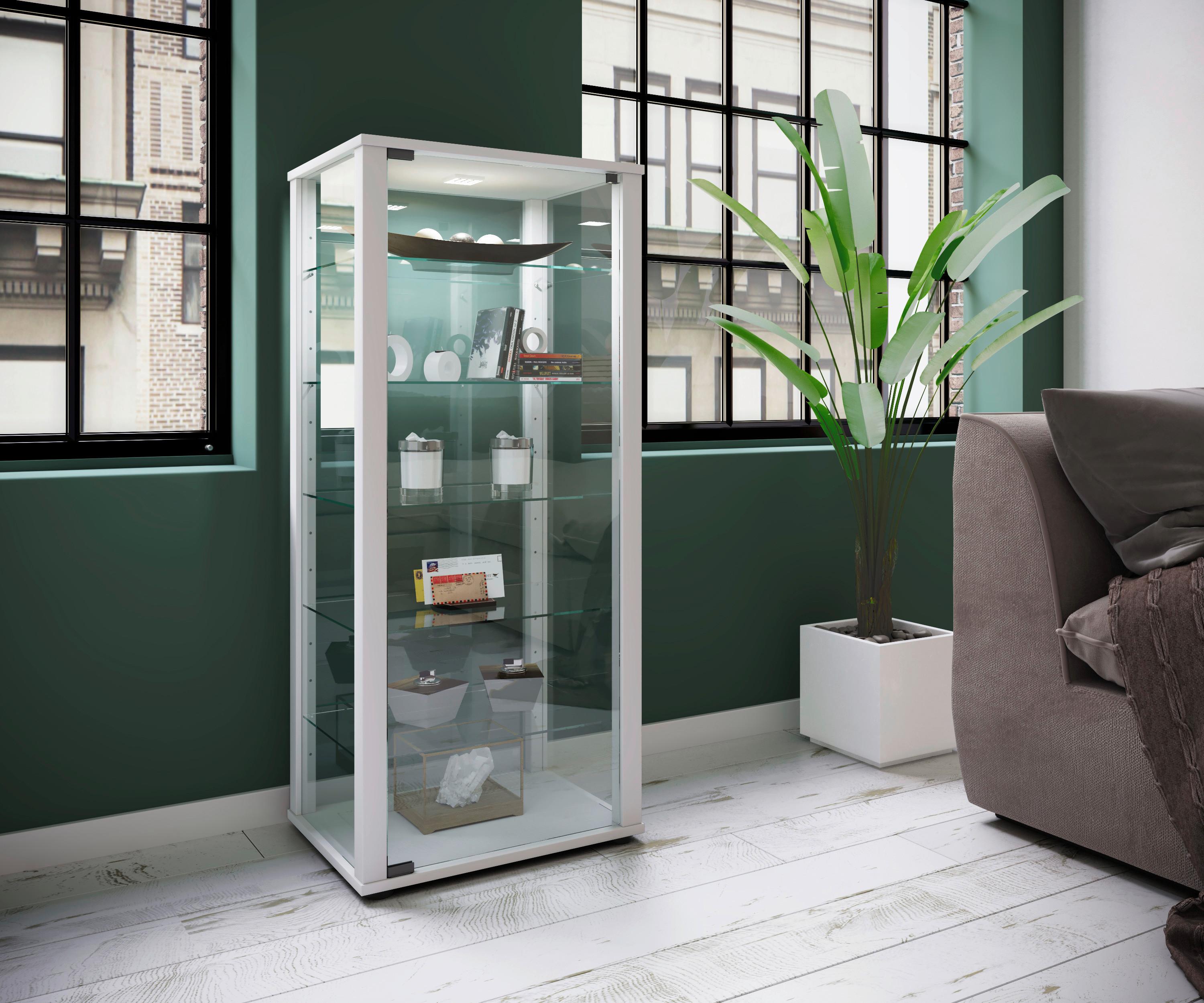 Vitrine Kavisa Weiß B: 50 cm - Schwarz/Weiß, MODERN, Glas/Holzwerkstoff (50/114,5/38cm) - MID.YOU