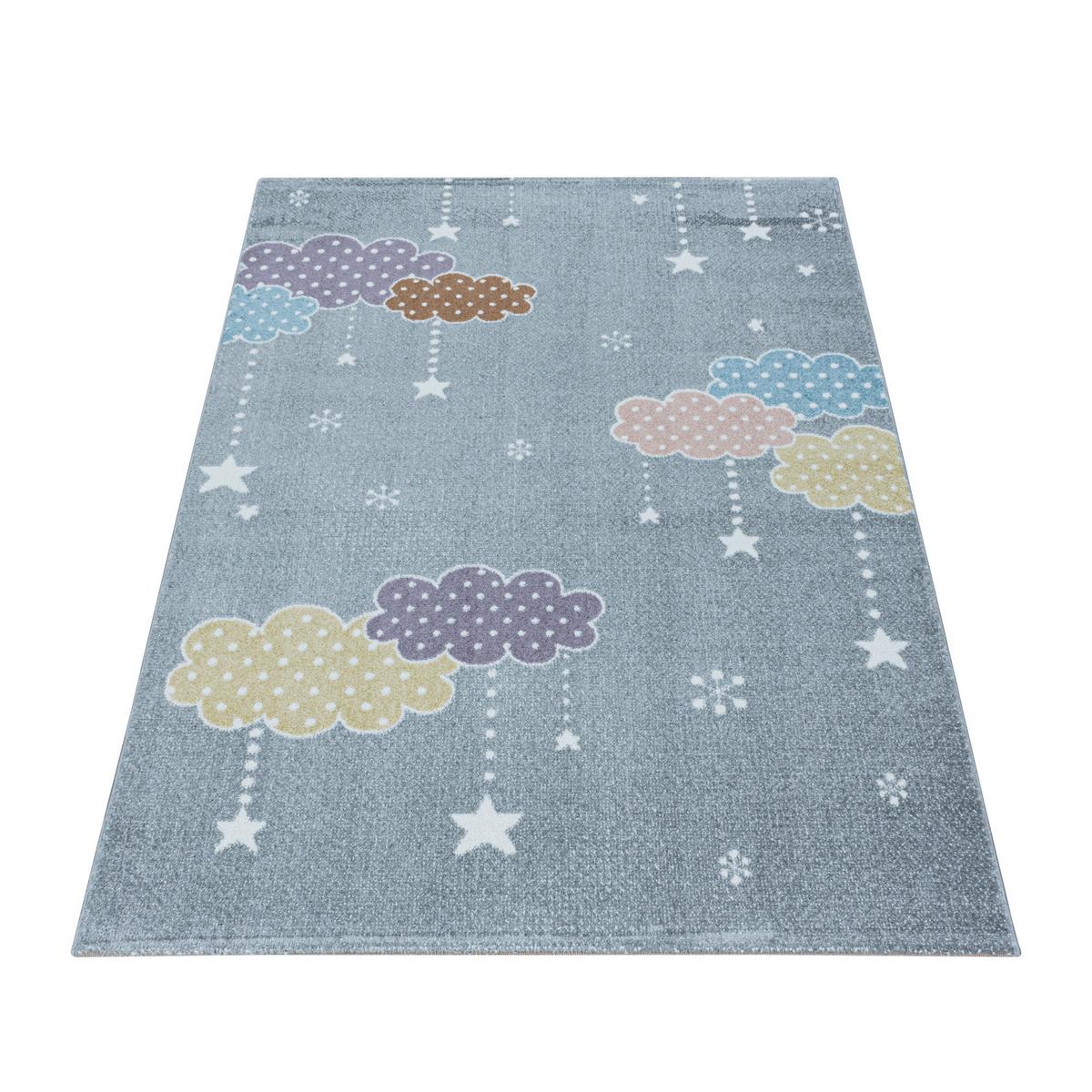Kinderteppich Sterne & Woken Grau Lucky 80x150 Cm - Grau, Trend, Textil (80/150cm)