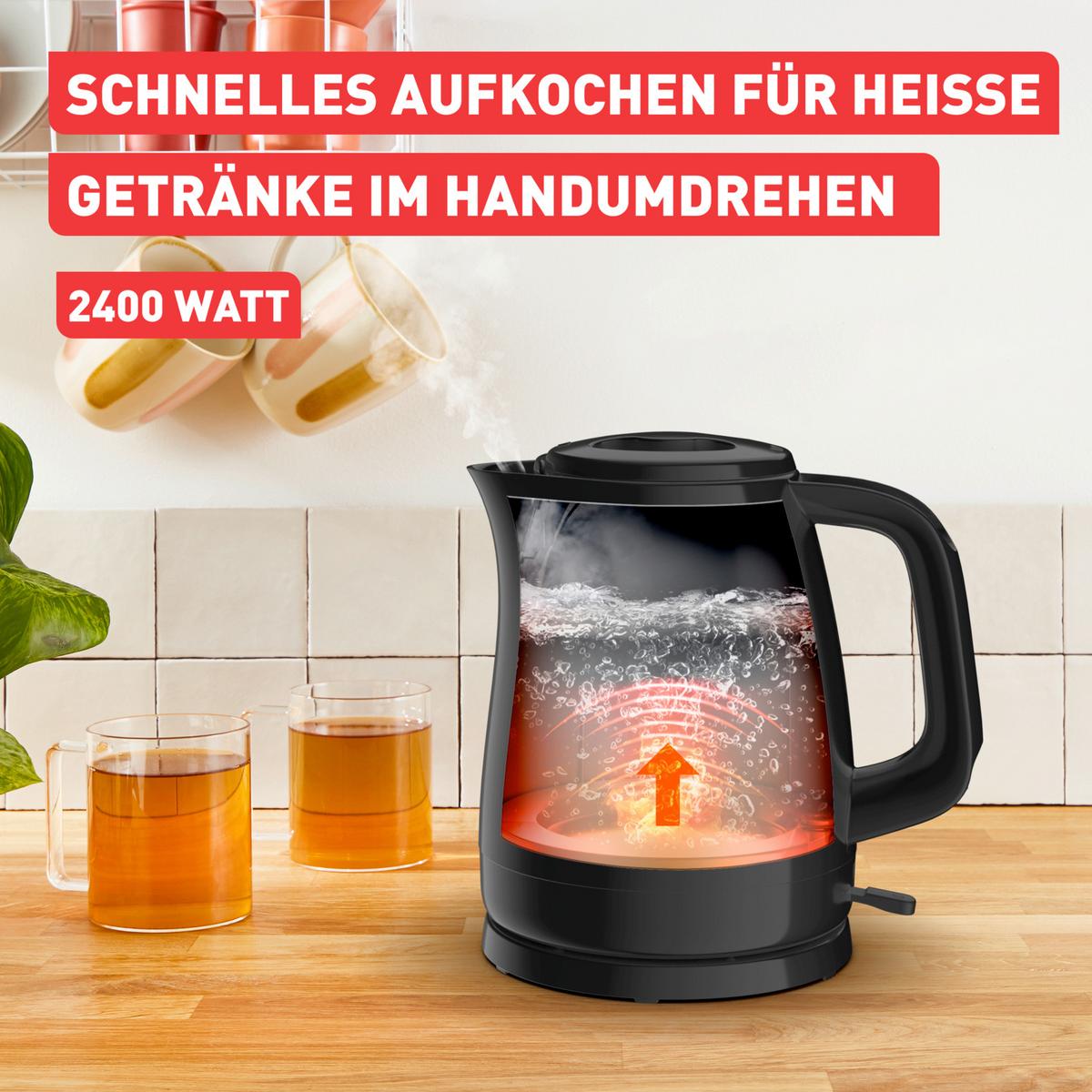 WASSERKOCHER schwarz, 1,5 Liter - Schwarz, Basics, Kunststoff (1,5l) - Tefal