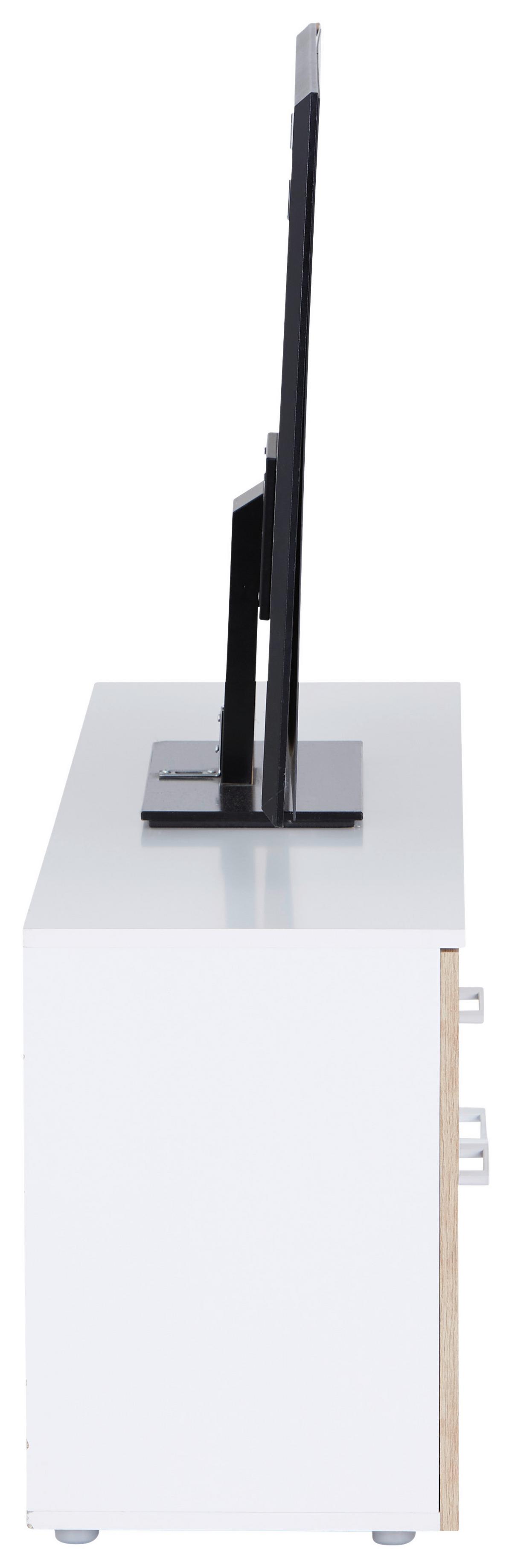 Tv-lowboard Alex 135c Cm Weiß Dekor/viking Oak - Eichefarben/Weiß, KONVENTIONELL, Holzwerkstoff (135/54/37cm)