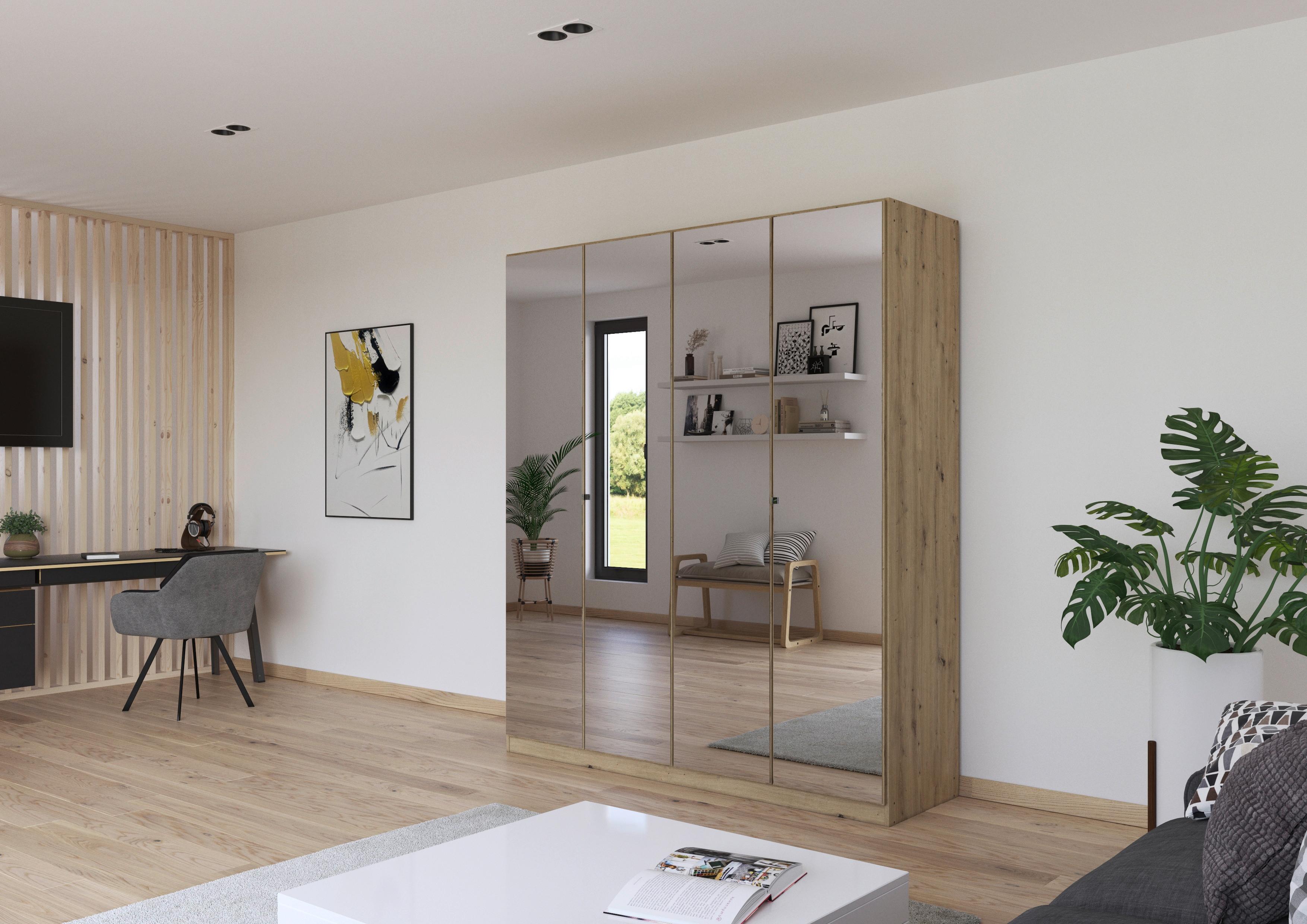 Kleiderschrank Reflect - Silberfarben/Eiche Artisan, MODERN, Holzwerkstoff (181/210/54cm)