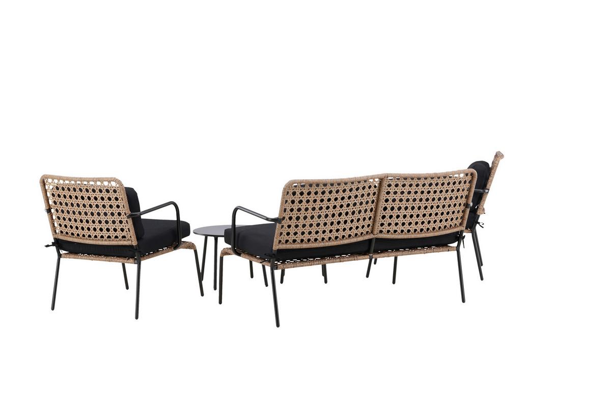 Loungegarnitur 5-tlg Paola Holz/metall Mit Kissen - Dunkelgrau/Schwarz, KONVENTIONELL, Naturmaterialien/Holz - Gardenson