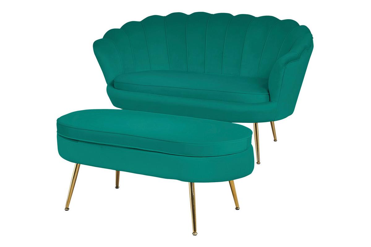 Hocker Grün B: 99 Cm - Goldfarben/Grün, MODERN, Textil (99/40/44cm) - Livetastic