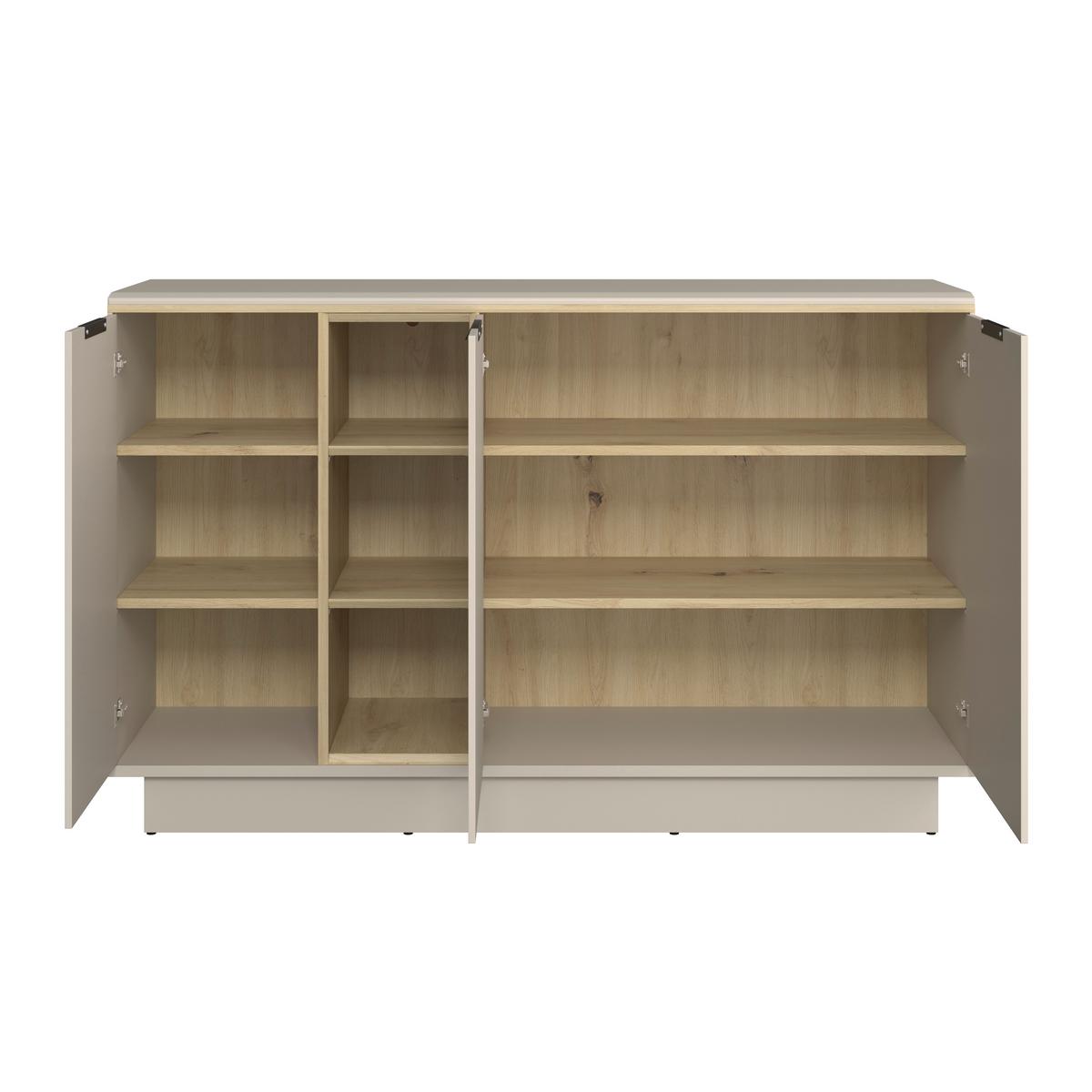 Sideboard Darius Eiche Artisan/Kashmir,B:139cm - Kaschmir/Schwarz, Trend, Holzwerkstoff (138,9/87,4/37cm)
