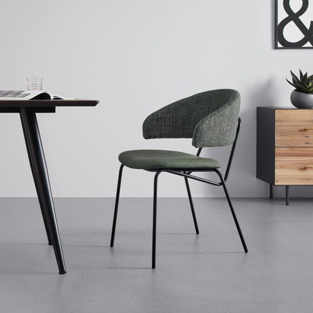 Jedálenská stolička ELLA zelená - čierna/zelená, Modern, kov/drevo (53/79/61cm) - Bessagi Home