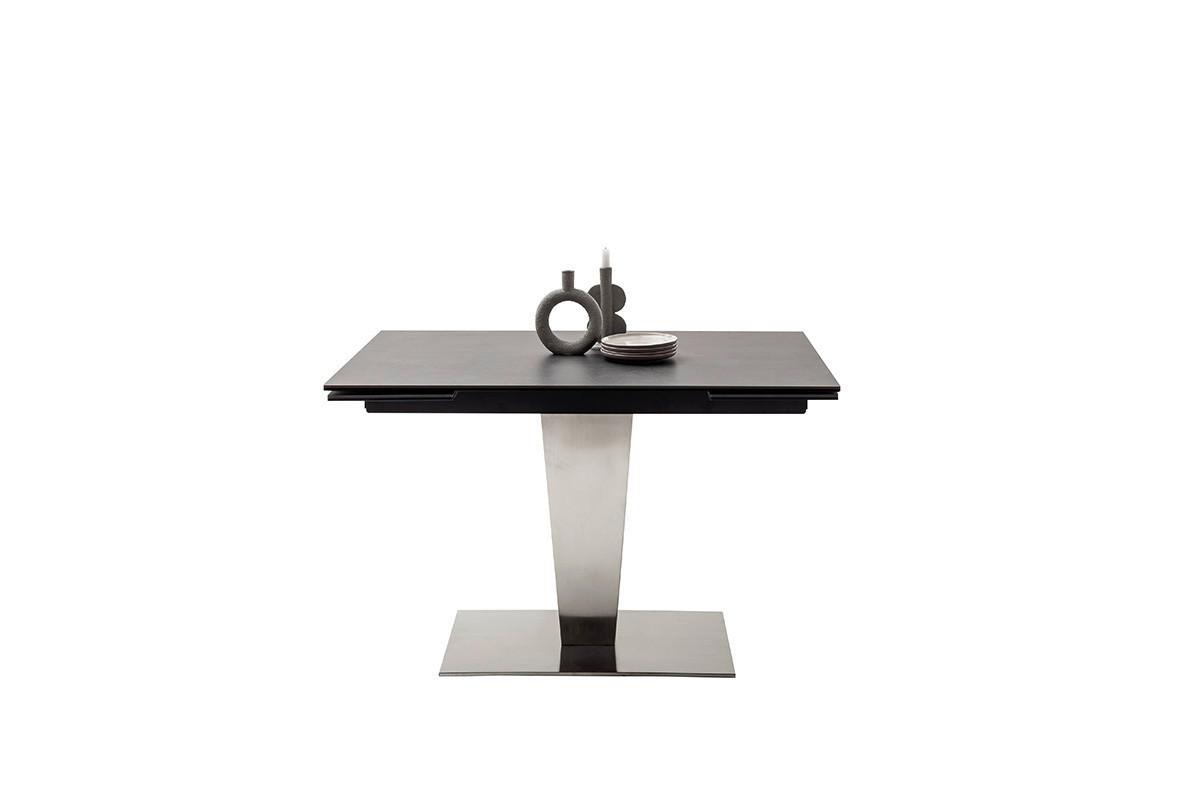 Ausziehtisch Pesaro 120-180x76x80cm Anthrazit - Edelstahlfarben/Anthrazit, Trend, Keramik/Metall (120-180/76/80cm)
