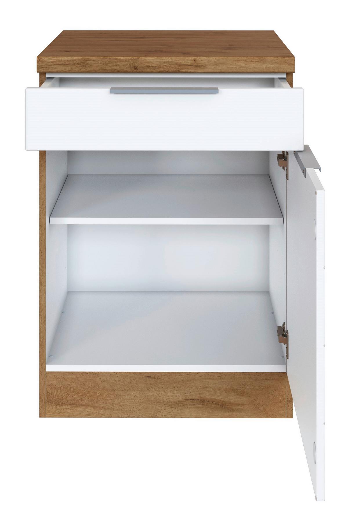 Küchenunterschrank Florenze B: 60 Cm Weiß/eiche Dekor M. Lade - Eiche Wotan/Weiß, Design, Holzwerkstoff (60/86/60cm) - Held