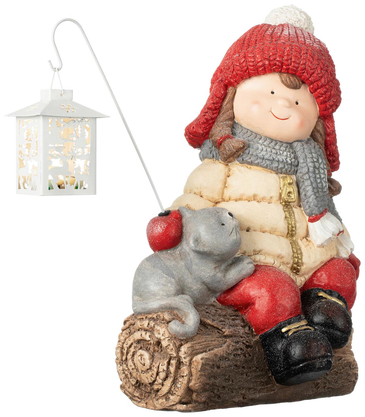 Dekofigur Kind Linda - Gelb/Rot, KONVENTIONELL, Kunststoff (30/20/42cm) - Luca Bessoni