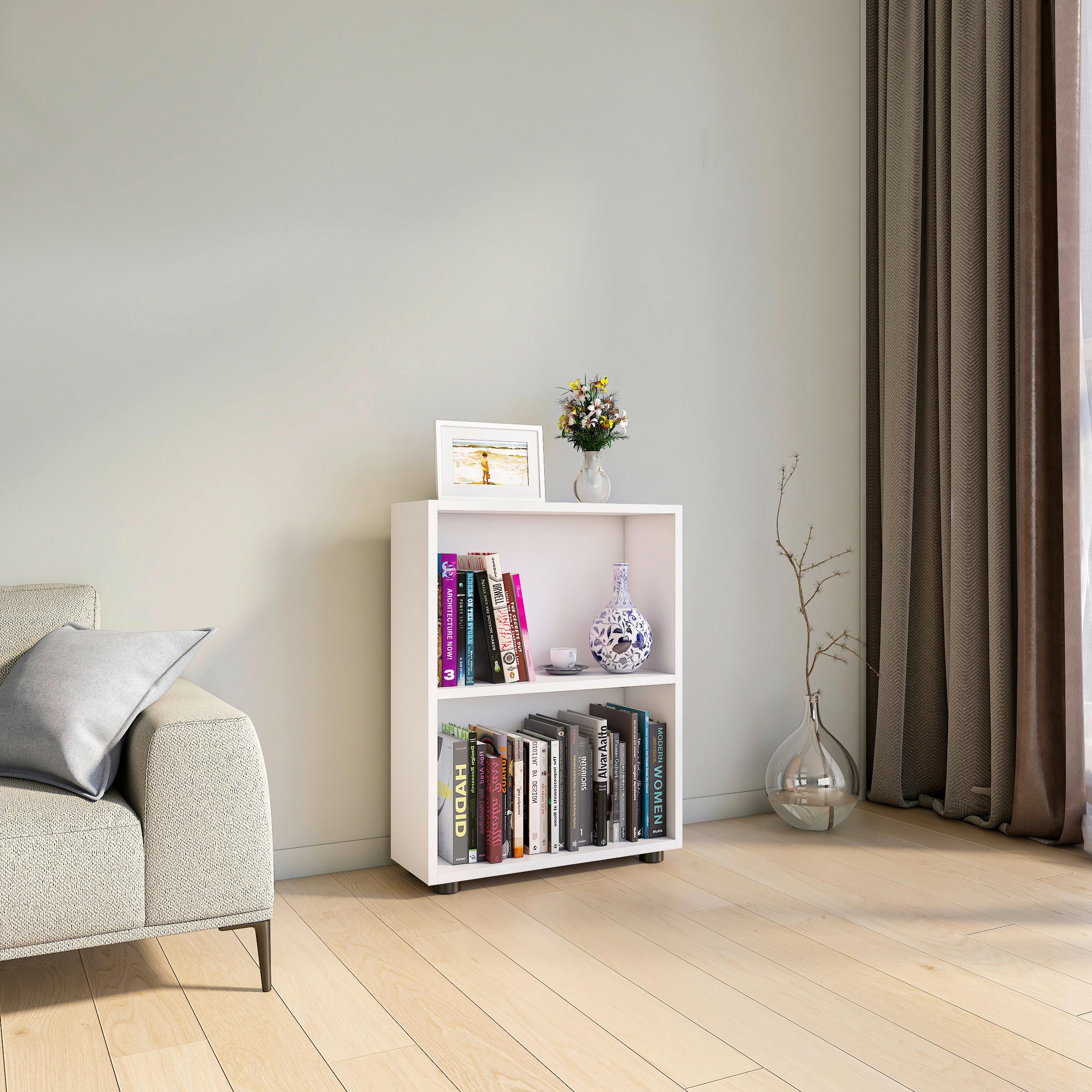Regál Bulas š: 55 cm, biely - čierna/biela, Modern, kompozitné drevo/plast (55/72/20cm) - MID.YOU