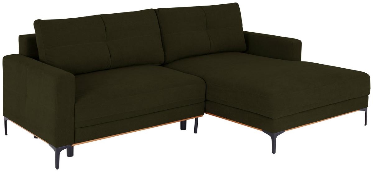 Ecksofa Bergamo - Schlammfarben/Schwarz, MODERN, Textil (238/162cm) - Ondega