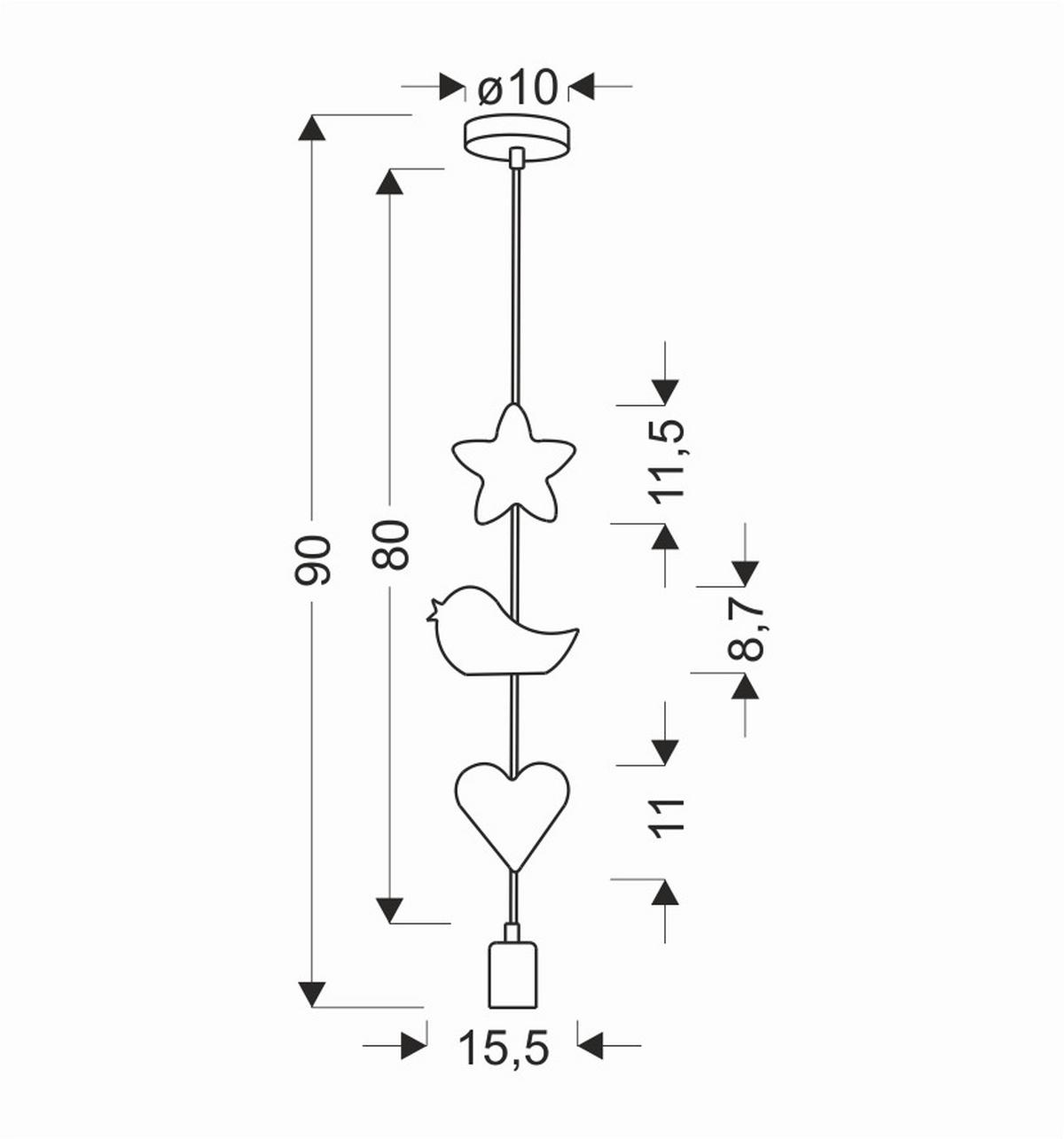 Kinderhängeleuchte 31-12128 Single Hbs - Pink/Weiß, Basics, Holzwerkstoff/Metall (15/10/90cm)