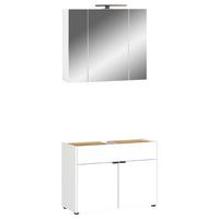 Badezimmer Forano Weiß Eichefarben - Eichefarben/Schwarz, MODERN, Holzwerkstoff (80cm) - Germania