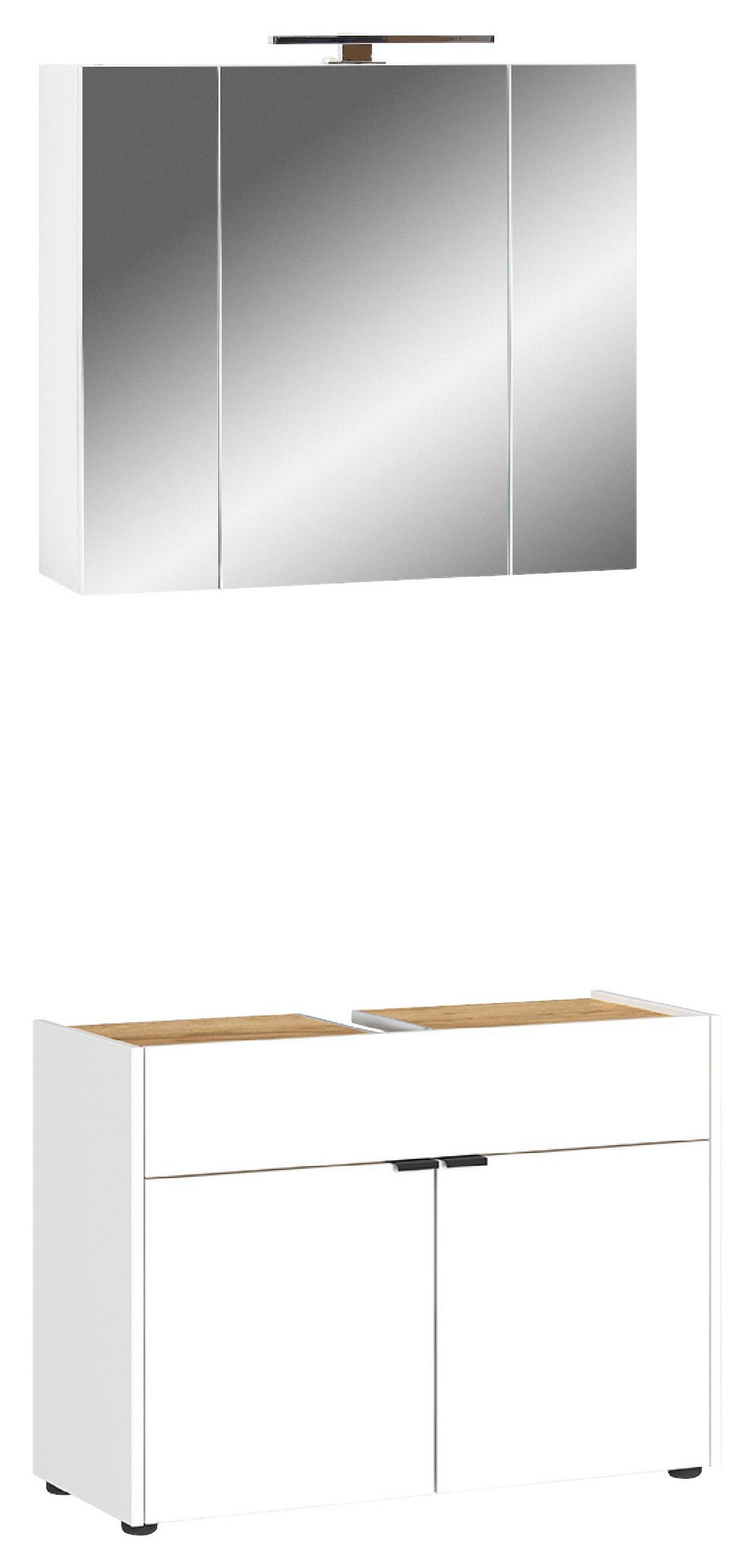 Badezimmer Forano Weiß Eichefarben - Eichefarben/Schwarz, MODERN, Holzwerkstoff (80cm) - Germania