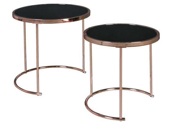 Satztisch 2-Teiliges Set Schwarz - Schwarz/Kupferfarben, Design, Glas/Metall (50/50/50cm) - Livetastic Satztisch 2-Teiliges Set Schwarz - Schwarz/Kupferfarben, Design, Glas/Metall (50/50/50cm) - Livetastic
