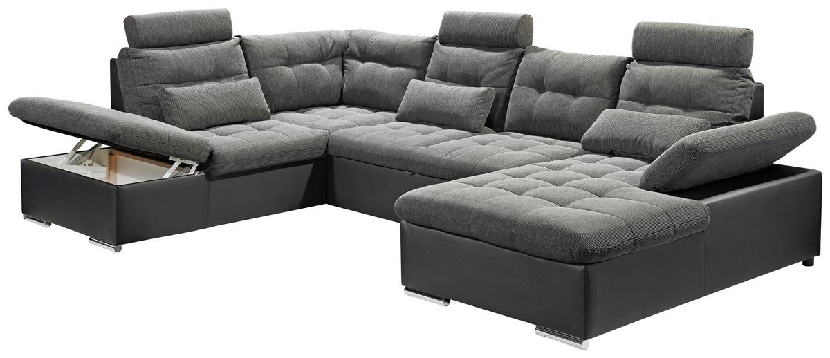 Sedacia súprava v tvare U JAKARTA sivá / čierna - čierna/sivá, Design, textil/plast (218/324/170cm) - MID.YOU